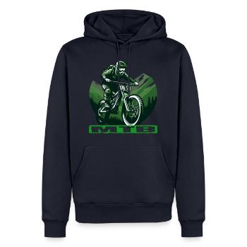 MTB Bike - Männer Premium Bio Hoodie - Navy - Vorne - Nico (187cm)