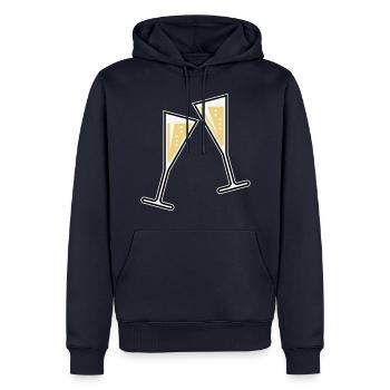 2 Sektgläser (Sekt / Trichter / Zu / 3C) - Männer Premium Bio Hoodie - Navy - Vorne - Nico (187cm)
