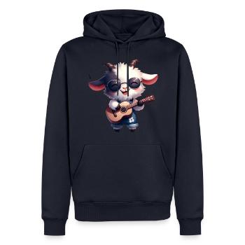 Cute Goat Playing Guitar For Band - Men’s Premium Organic Hoodie - navy - Front - Nico (187cm)