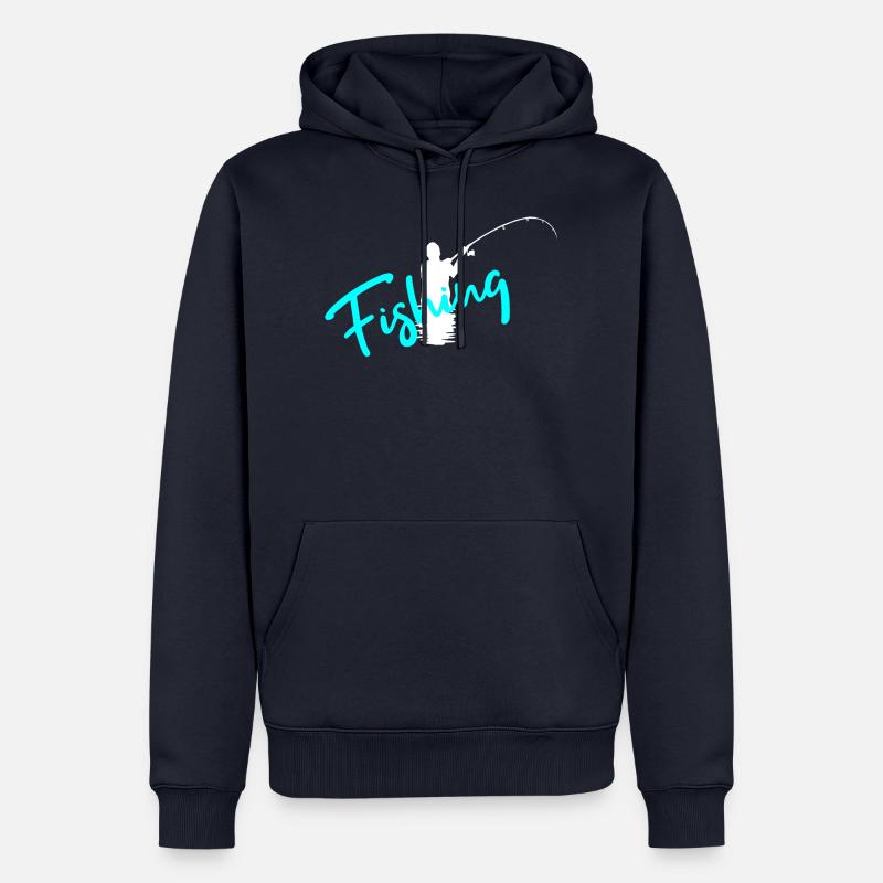 pêche - Sweat à capuche Premium bio Homme - bleu marine