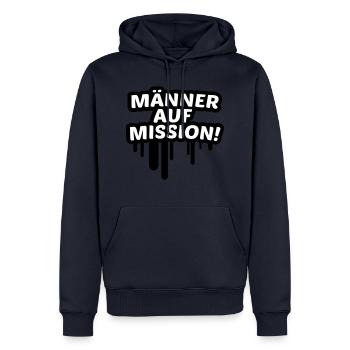 Männer auf Mission, Party, JGA, Crew, Team 2c - Männer Premium Bio Hoodie - Navy - Vorne - Nico (187cm)