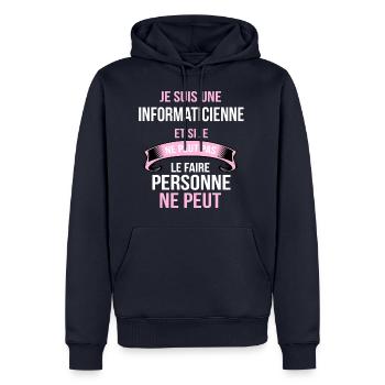 informaticienne - Sweat à capuche Premium bio Homme - bleu marine - Devant - Nico (187cm)