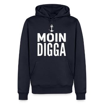 Moin Digga Hamburg - Men’s Premium Organic Hoodie - navy - Front - Nico (187cm)