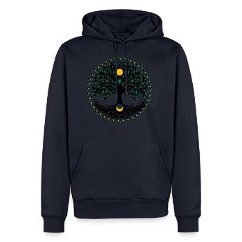 Tree of Life, Sun and Moon, Yggdrasil - Men’s Premium Organic Hoodie - navy - Front - Nico (187cm)