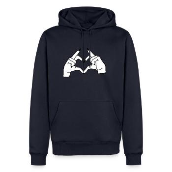 Herz zeichen - Männer Premium Bio Hoodie - Navy - Vorne - Nico (187cm)