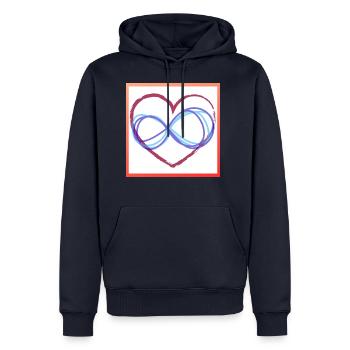Herz Unendlichkeit - Männer Premium Bio Hoodie - Navy - Vorne - Nico (187cm)