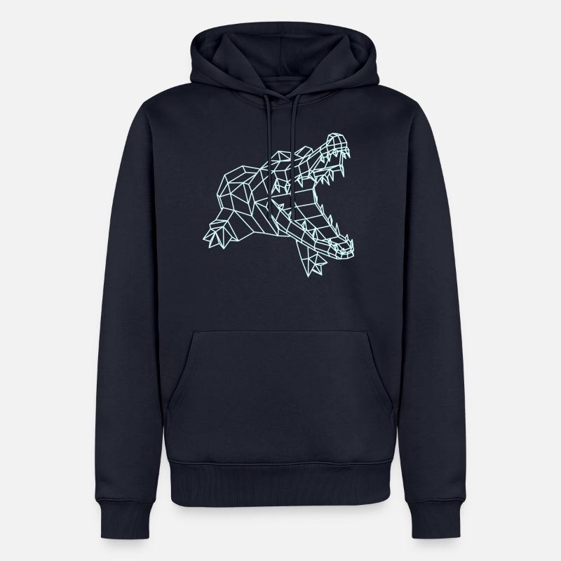 Krokodil Grafik WireFrame, Paperwolf Design - Männer Premium Bio Hoodie - Navy
