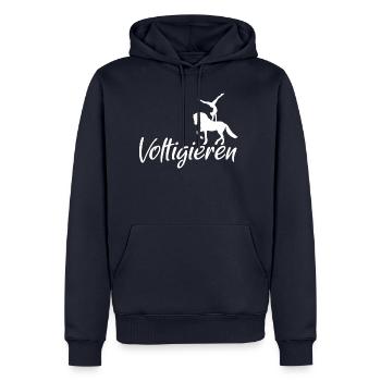 Voltigieren - Pferde Sport - Männer Premium Bio Hoodie - Navy - Vorne - Nico (187cm)