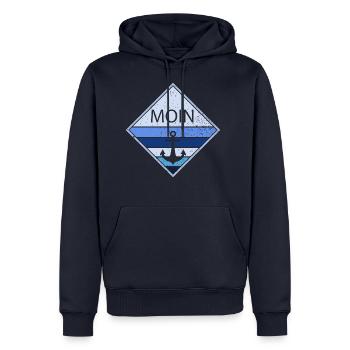 moin blau - Männer Premium Bio Hoodie - Navy - Vorne - Nico (187cm)