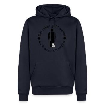 Gipsbein - Männer Premium Bio Hoodie - Navy - Vorne - Nico (187cm)