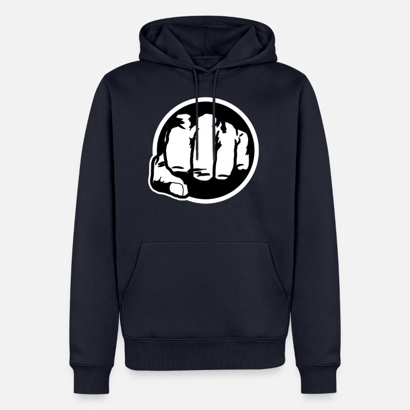 Poing noir et blanc - Sweat à capuche Premium bio Homme - bleu marine