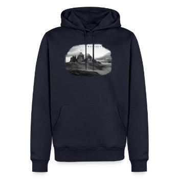 3 pinacles - Sweat à capuche Premium bio Homme - bleu marine - Devant - Nico (187cm)