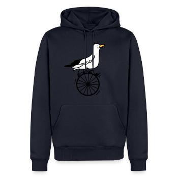 begabte Möwe - Männer Premium Bio Hoodie - Navy - Vorne - Nico (187cm)