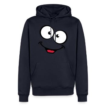 Lachendes Gesicht - Männer Premium Bio Hoodie - Navy - Vorne - Nico (187cm)