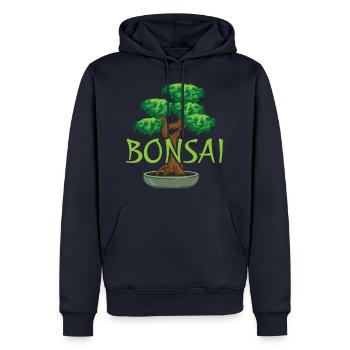 Bonsai im Topf - Männer Premium Bio Hoodie - Navy - Vorne - Nico (187cm)