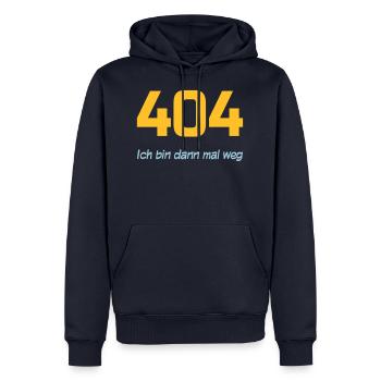 404 – ich bin dann mal weg - Männer Premium Bio Hoodie - Navy - Vorne - Nico (187cm)