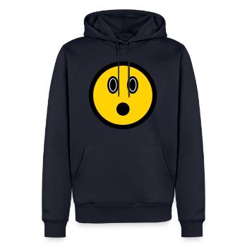 Verdutztes Emoticon - Bildsymbol - Strichgesicht - Männer Premium Bio Hoodie - Navy - Vorne - Nico (187cm)