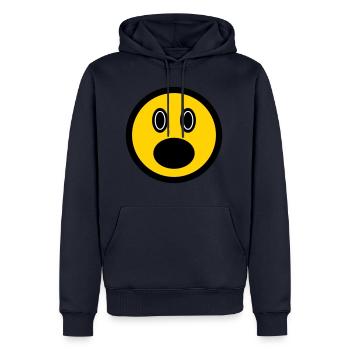 Verblüfftes Emoticon - Bildsymbol - Strichgesicht - Männer Premium Bio Hoodie - Navy - Vorne - Nico (187cm)