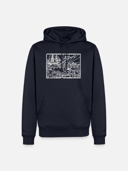 Meer Ocean Atlansis Scherenschnitt - Männer Premium Bio Hoodie - Navy