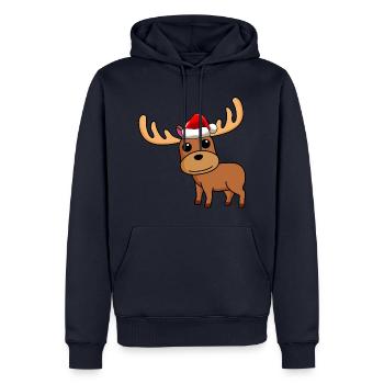 Noël de la bande dessinée Elk - Sweat à capuche Premium bio Homme - bleu marine - Devant - Nico (187cm)