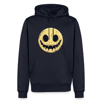 Sourire lunaire - Sweat à capuche Premium bio Homme - bleu marine - Devant - Nico (187cm)