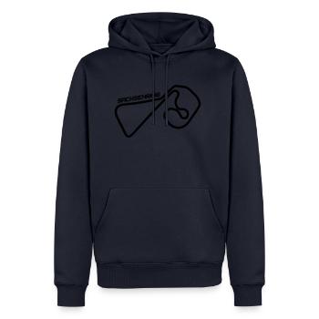 Sachsenring Rennstrecke Autorennen - Männer Premium Bio Hoodie - Navy - Vorne - Nico (187cm)