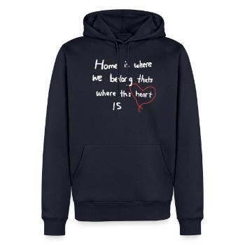 home is where we belong - Men’s Premium Organic Hoodie - navy - Front - Nico (187cm)