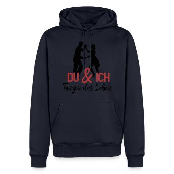 Du und ich tanzen das Leben - Männer Premium Bio Hoodie - Navy - Vorne - Nico (187cm)