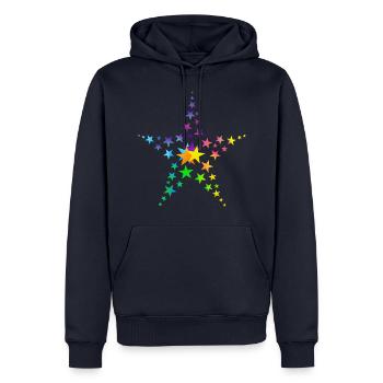 Étoiles étoiles colorées beaucoup d’étoiles - Sweat à capuche Premium bio Homme - bleu marine - Devant - Nico (187cm)