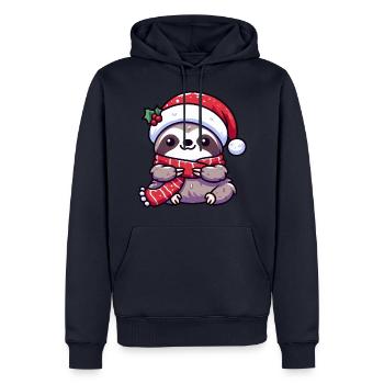 Süßes Faultier Chibi Weihnachten Mops Cartoon - Männer Premium Bio Hoodie - Navy - Vorne - Nico (187cm)
