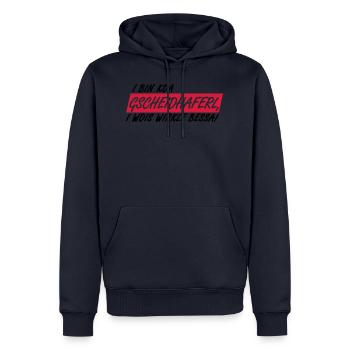 GSCHEIDHAFERL - I WOIS WIRKLE BESSA - Männer Premium Bio Hoodie - Navy - Vorne - Nico (187cm)
