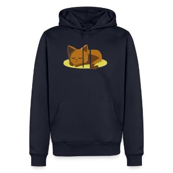 Sommeil chat - Sweat à capuche Premium bio Homme - bleu marine - Devant - Nico (187cm)
