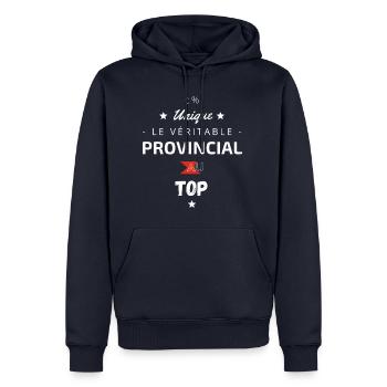 Le véritable provincial au top - Sweat à capuche Premium bio Homme - bleu marine - Devant - Nico (187cm)