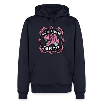 Feed Me & Tell Me I’m Pretty – Dino Fun Design - Männer Premium Bio Hoodie - Navy - Vorne - Nico (187cm)