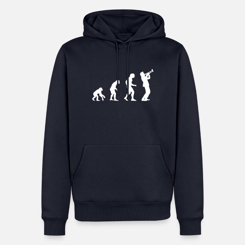 Evolution du singe au trompettiste - Sweat à capuche Premium bio Homme - bleu marine