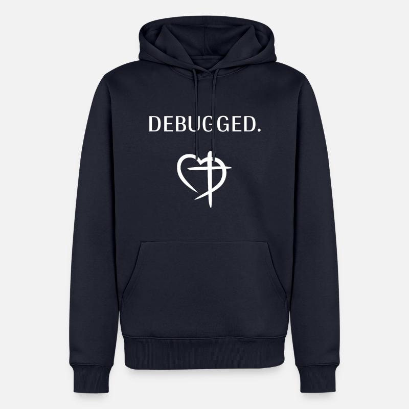 DEBUGGED - Frontprint (weiss) - Männer Premium Bio Hoodie - Navy