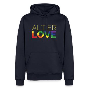 Alt er Love | SKAM | LGBT | Pride - Männer Premium Bio Hoodie - Navy - Vorne - Nico (187cm)