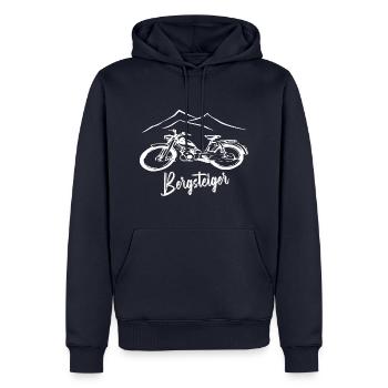 Zündapp Bergsteiger MD 25 Mofa Kult - Männer Premium Bio Hoodie - Navy - Vorne - Nico (187cm)
