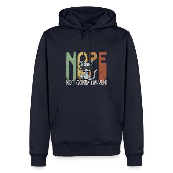 Non, ça n’arrivera pas ! Chat avec majeur - Sweat à capuche Premium bio Homme - bleu marine - Devant - Nico (187cm)