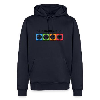 chemise de triathlon - Sweat à capuche Premium bio Homme - bleu marine - Devant - Nico (187cm)
