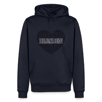 DRESDEN - Männer Premium Bio Hoodie - Navy - Vorne - Nico (187cm)