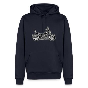 Chopper / moto 06_schwarz blanc - Sweat à capuche Premium bio Homme - bleu marine - Devant - Nico (187cm)