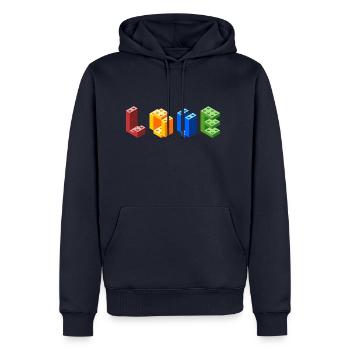 Blocs de construction Amour - Sweat à capuche Premium bio Homme - bleu marine - Devant - Nico (187cm)