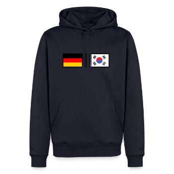 Germany & Korea - Männer Premium Bio Hoodie - Navy - Vorne - Nico (187cm)