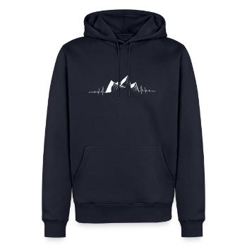 Herzschlag Berge Geschenk Alpen - Männer Premium Bio Hoodie - Navy - Vorne - Nico (187cm)