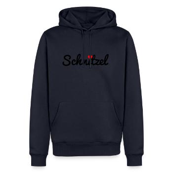 schnitzel - Sweat à capuche Premium bio Homme - bleu marine - Devant - Nico (187cm)