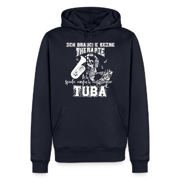 Ich brauche nur meine Tuba - Männer Premium Bio Hoodie - Navy - Vorne - Nico (187cm)