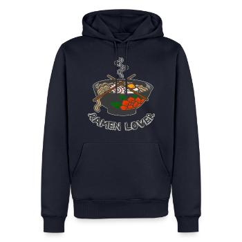 Amant de ramen - Sweat à capuche Premium bio Homme - bleu marine - Devant - Nico (187cm)