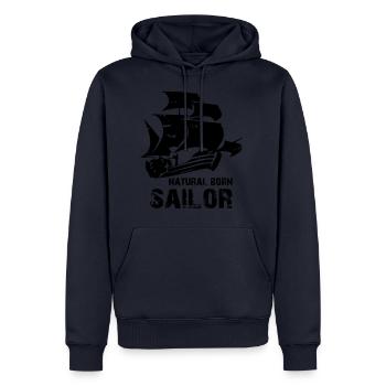 natural born sailor - geboren um zu segeln - Männer Premium Bio Hoodie - Navy - Vorne - Nico (187cm)
