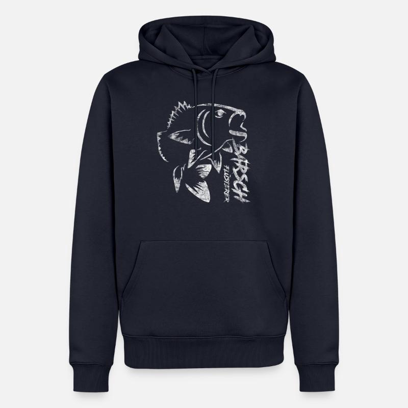 Perche de pêche professionnelle - Sweat à capuche Premium bio Homme - bleu marine